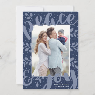 Modern Peace and Joy Stilvolles Christmas Blue Fot Feiertagskarte