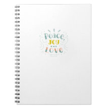 Modern Peace Joy and Liebe Typografy Notebook