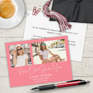 Modern Peace Out 2 Foto 2022 Abschluss Rosa Ankündigung