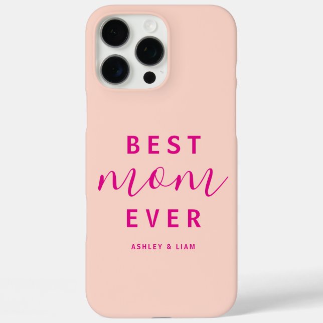 Modern Peach Best Mama je Hot Pink Script Case-Mate iPhone Hülle (Rückseite)