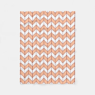 Modern Peach Burgundy Herringbone Fleecedecke