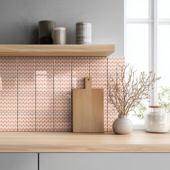 Modern Peach Burgundy Herringbone Fliese (Von Creator hochgeladen)