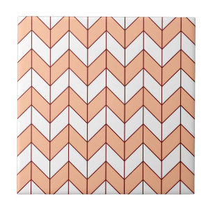 Modern Peach Burgundy Herringbone Fliese