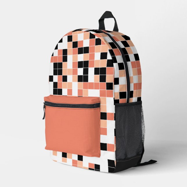 Modern Peach Lmon Geometrie Muster Bedruckter Rucksack (Rückseitige Ecke Rechts)
