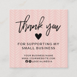 Modern Peach Pink Vielen Dank Square Business Card Quadratische Visitenkarte