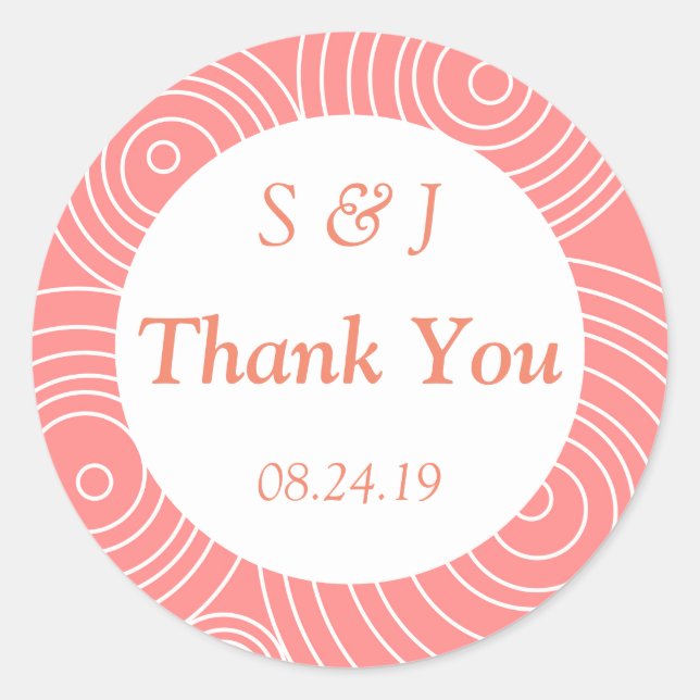 Modern Peach Vielen Dank Runder Aufkleber (Vorderseite)