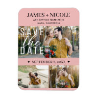 Modern Peachy Pink Save the Date Hochzeit 3 Fotos