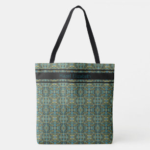 Modern Peacock Blue Pattern Tote Bag