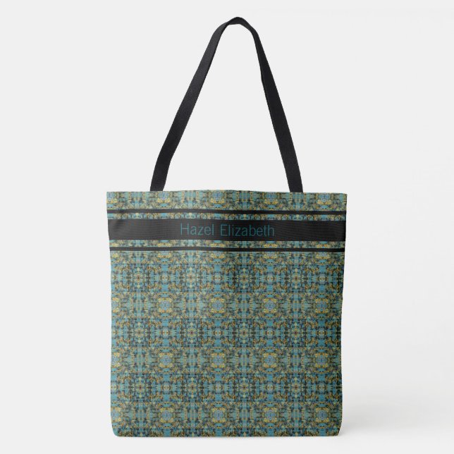 Modern Peacock Blue Pattern Tote Bag (Vorderseite)