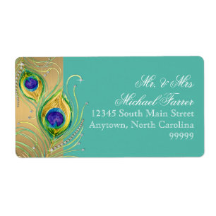 Modern Peacock Feather Fälschung Jewel Scroll Turq