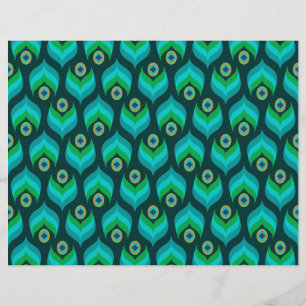 Modern Peacock Feather Pattern Party Paper