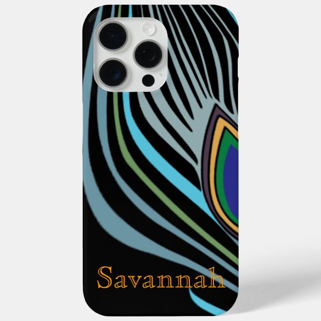 Modern Peacock Feather Personalisiert Damask iPhon Case-Mate iPhone Hülle (Rückseite)