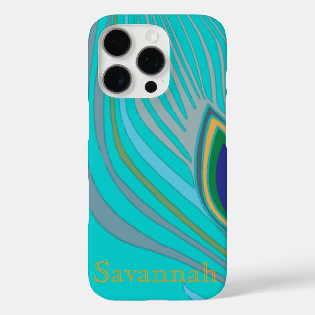 Modern Peacock Feather Personalisiert Damask iPhon Case-Mate iPhone Hülle (Rückseite)