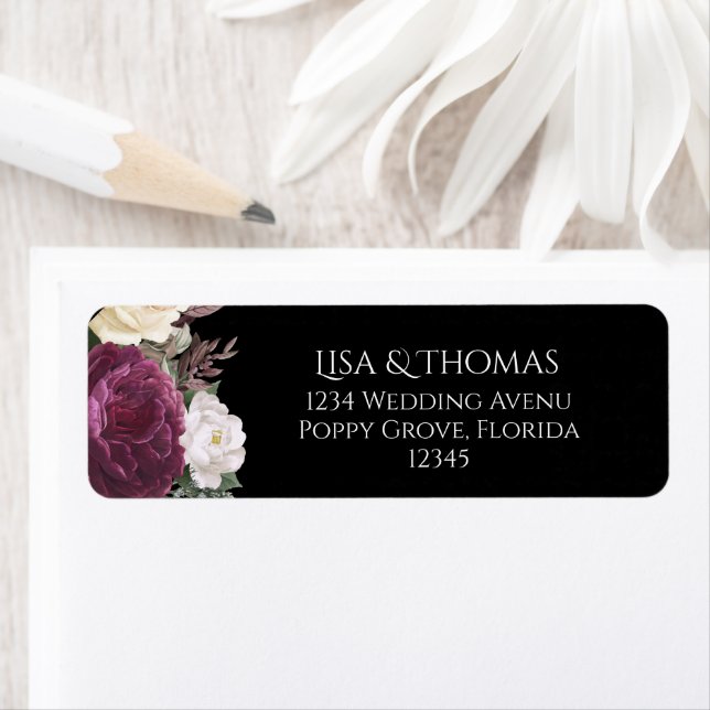 Modern Peonies Wedite Invite Return Label (Insitu)