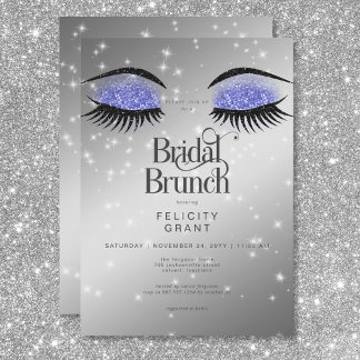 Modern Periwinkle Blue Glam Eyes Bridal Brunch Einladung