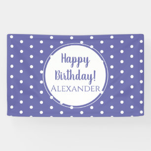 Modern Periwinkle Polka Dots Happy Birthday Banner