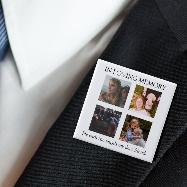 Modern | Personalisiert | 4 Foto-Gedenkstätte Button (Von Creator hochgeladen)