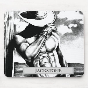 Modern Personalisiert Name Western Cowboy Cool Art Mousepad