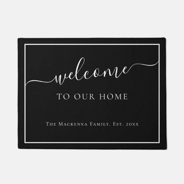 Modern Personalisierte Familienname Custom Monogra Fußmatte (Vorderseite)