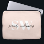 Modern Personalisierter Monogramm Name Rosa Laptopschutzhülle<br><div class="desc">Modern Personalisierter Monogramm Name Rosa Notebookschlauch</div>