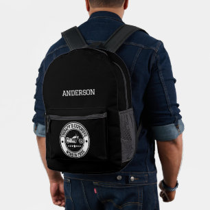 Modern Personalisierter Name Motorrad Monogramm Bedruckter Rucksack