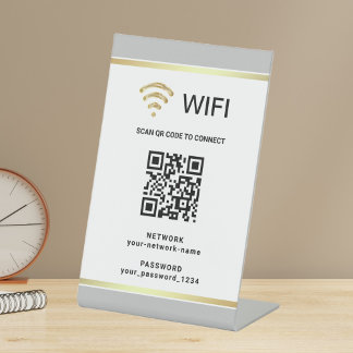 Modern Personalisierter QR-Code Wifi-Netzwerkkennw Sockelschild