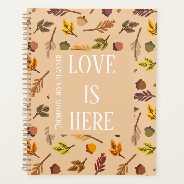 Modern personalized autumn pattern brown chic planer (Vorderseite)