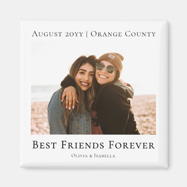 Modern Personalized Best Friends Forever Photo Magnet (Vorne)