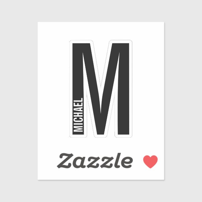 Modern Personalized Bold Monogram and Name Aufkleber (Blatt)