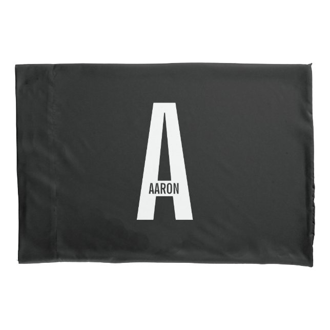 Modern Personalized Bold Monogram and Name Kissenbezug (Vorderseite)