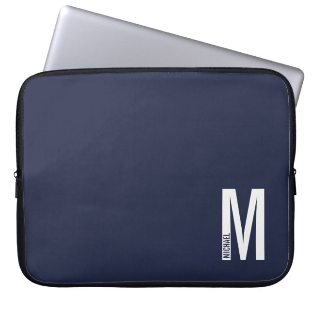 Modern Personalized Bold Monogram and Name Laptopschutzhülle (Vorderseite)
