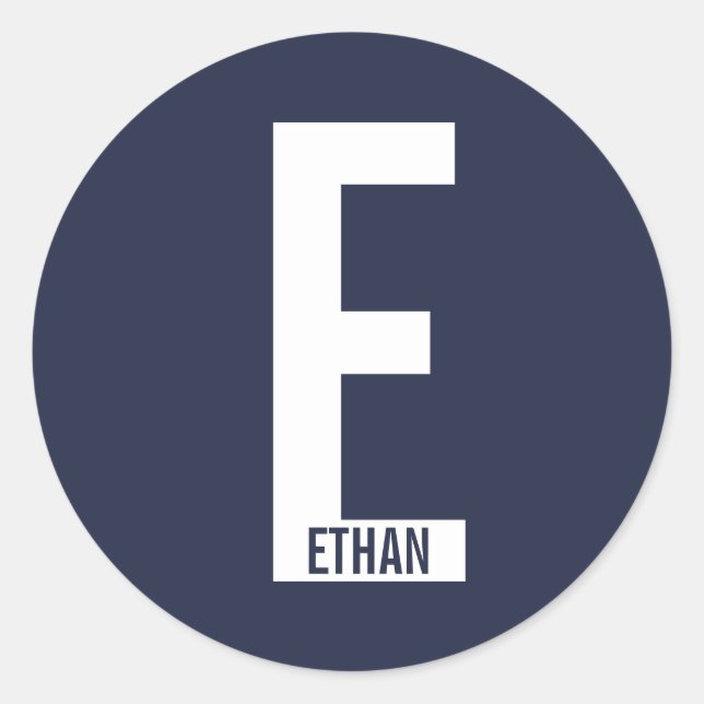 Modern Personalized Bold Monogram and Name Runder Aufkleber (Vorderseite)