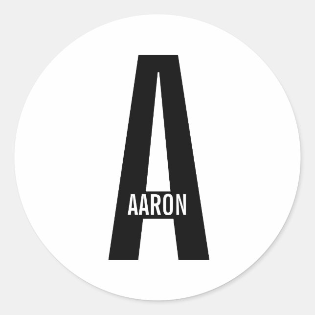 Modern Personalized Bold Monogram and Name Runder Aufkleber (Vorderseite)
