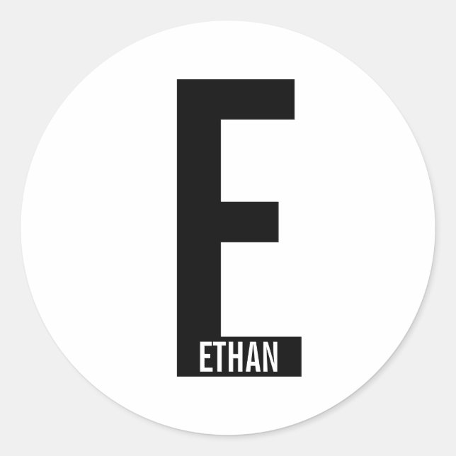 Modern Personalized Bold Monogram and Name Runder Aufkleber (Vorderseite)