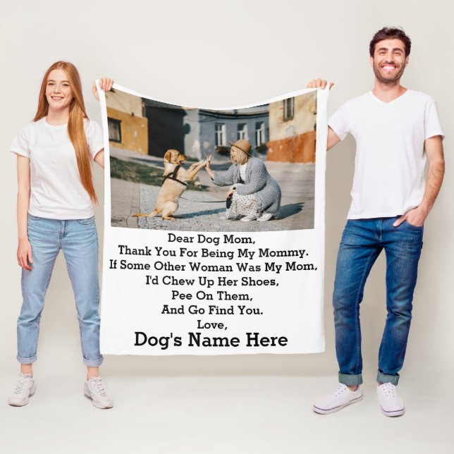 Modern Personalized Dog Mom Mothers day photo Fleecedecke (Beispiel)
