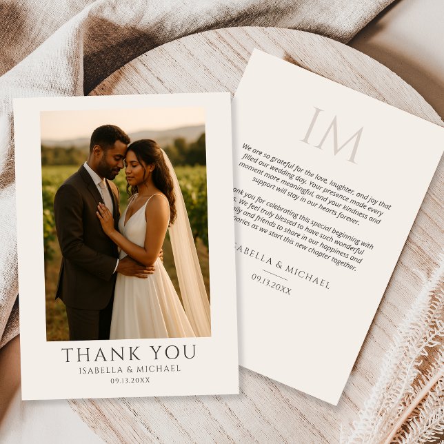 Modern Personalized Elegant Photo Wedding  Dankeskarte (Von Creator hochgeladen)