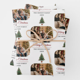 Modern Personalized Family Photo Christmas  Geschenkpapier Set