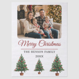 Modern Personalized Family Photo Christmas  Seidenpapier