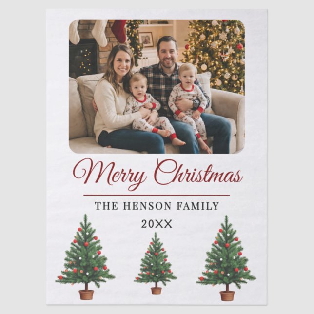 Modern Personalized Family Photo Christmas  Seidenpapier (Vorderseite)