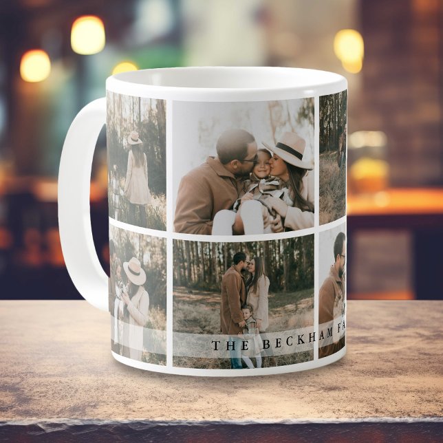 Modern Personalized Family Photo Collage Custom Kaffeetasse (Von Creator hochgeladen)
