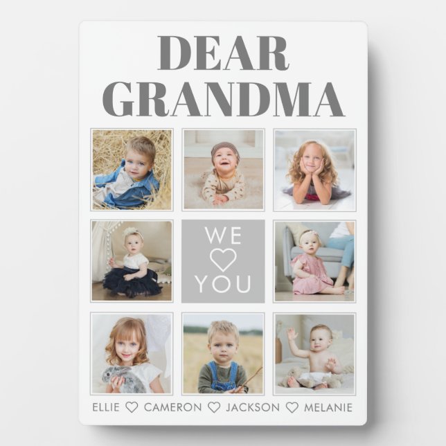 Modern Personalized Grandma We Love You 8-Fotos Fotoplatte (Vorderseite)