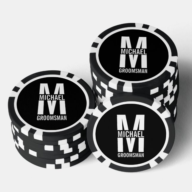 Modern Personalized Groomsmen Monogram and Name Pokerchips (Stapel)