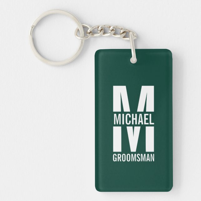 Modern Personalized Groomsmen Monogram and Name Schlüsselanhänger (Vorderseite)