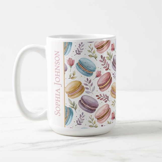 Modern Personalized Macaron Desserts Kaffeetasse (Links)
