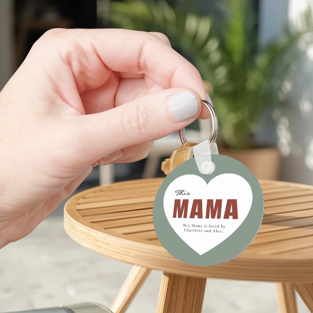 Modern Personalized Mama Heart Keychain Schlüsselanhänger (Von Creator hochgeladen)