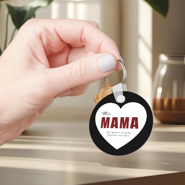 Modern Personalized Mama Heart Keychain Schlüsselanhänger (Von Creator hochgeladen)
