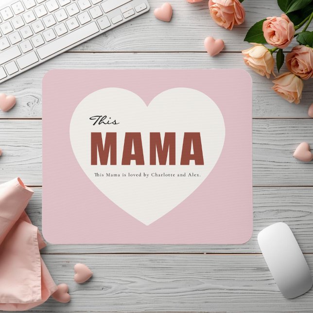 Modern Personalized Mama Heart Mouse Pad Mousepad (Von Creator hochgeladen)