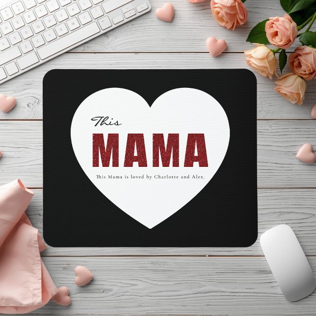 Modern Personalized Mama Heart Mouse Pad Mousepad (Von Creator hochgeladen)