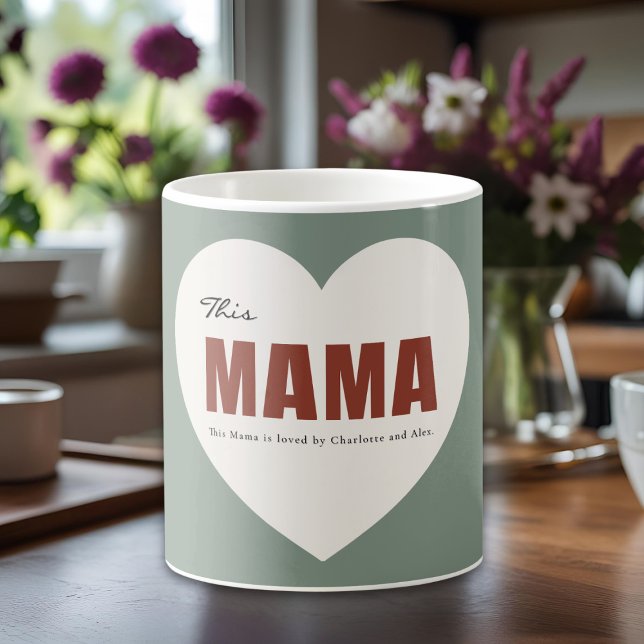 Modern Personalized Mama Heart Mug Kaffeetasse (Von Creator hochgeladen)