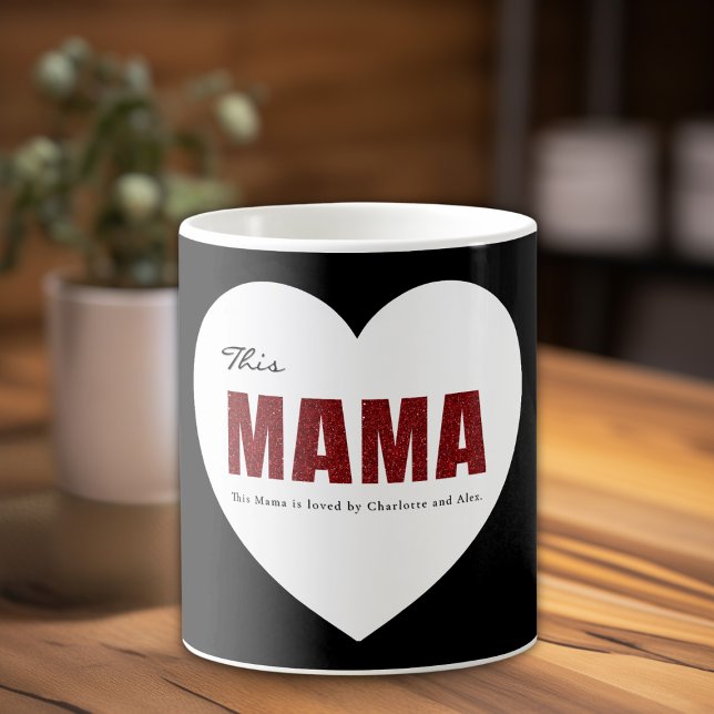 Modern Personalized Mama Heart Mug Kaffeetasse (Von Creator hochgeladen)